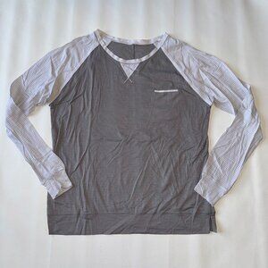 Lululemon Weightless Crew Long Sleeve Shirt XL Heather Grey White Striped Raglan